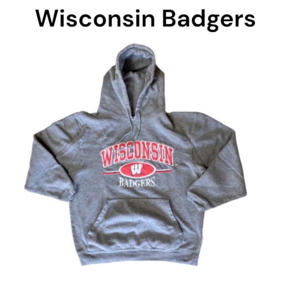 Vintage Varsity Athletic by Cadre Wisconsin Badgers Grey Hoodie Size Medium - Picture 1 of 11